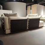 Modern L-Shaped Modular Sectional Sofa with Handwoven Leather Accents & Premium Textured Fabric